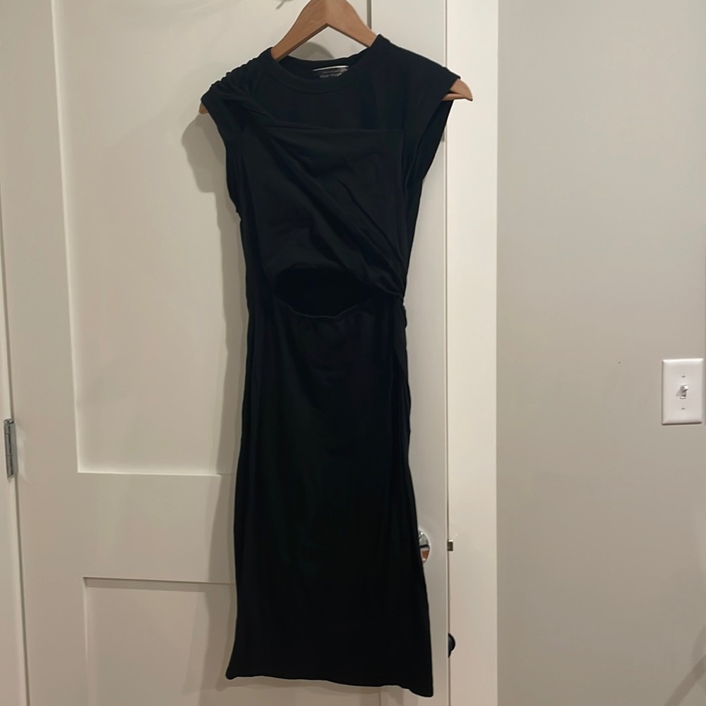 Black cut out midriff casual dress